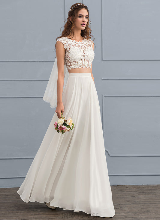 A-Line Chiffon Sequins Floor-Length Wedding Neck Scoop Lace Dress Wedding Dresses Juliet With Beading