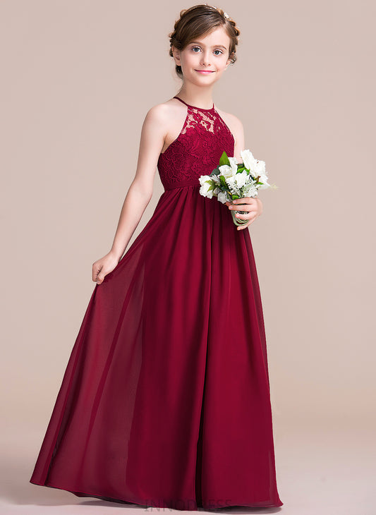 Kyra A-Line Junior Bridesmaid Dresses Neck Floor-Length Scoop Chiffon