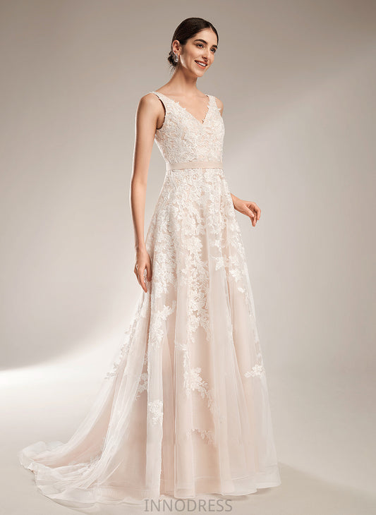 A-Line Train Court V-neck Wedding Wedding Dresses Jaiden Dress