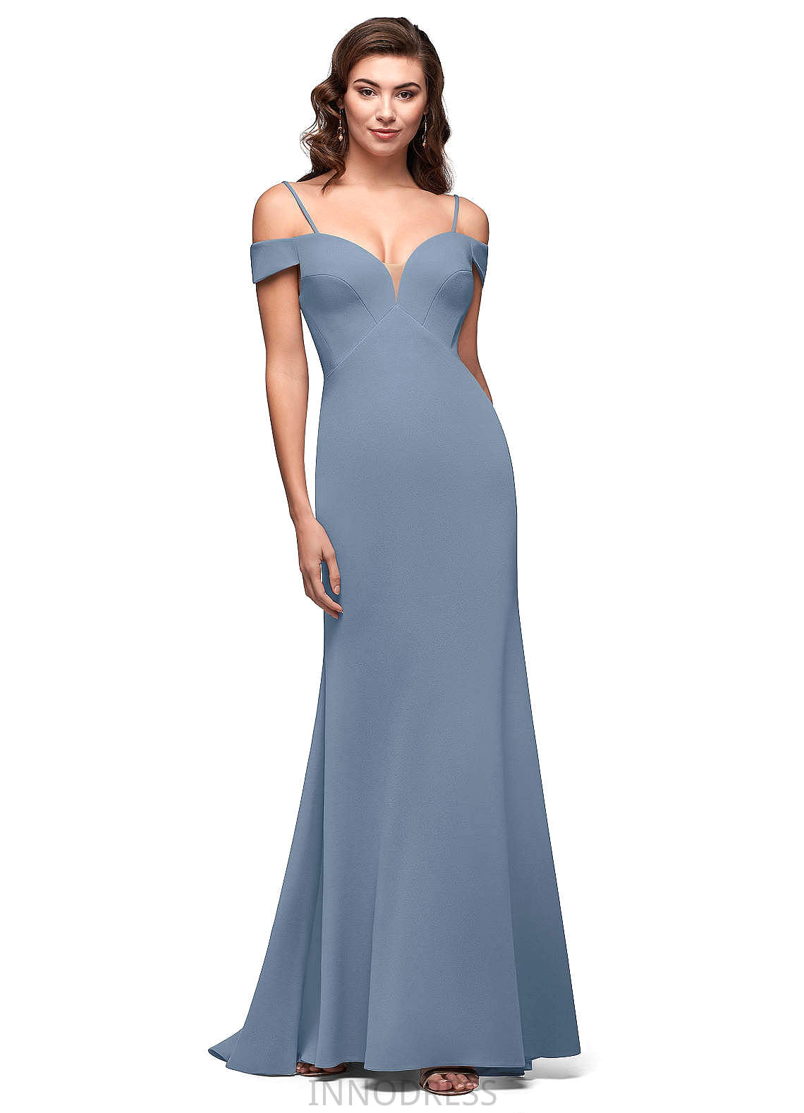 Skyla Spaghetti Staps Natural Waist Sleeveless High Low Sheath/Column Bridesmaid Dresses