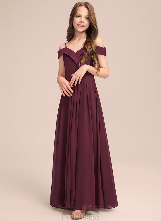 Sanai Junior Bridesmaid Dresses Chiffon Off-the-Shoulder A-Line Floor-Length