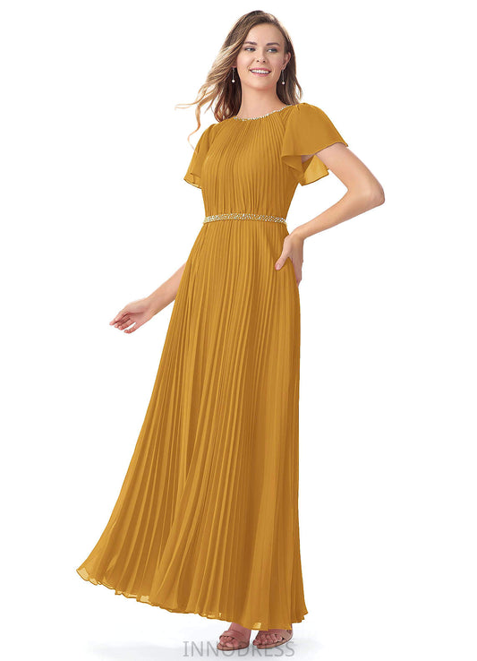 Samara V-Neck A-Line/Princess Floor Length Sleeveless Natural Waist Bridesmaid Dresses