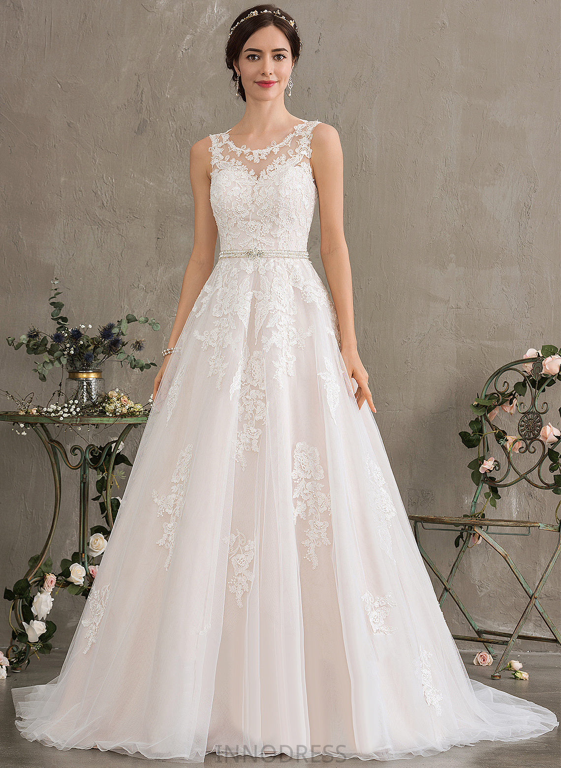 Dress Train Scoop Juliana With Sequins Neck Court Tulle Wedding Dresses Ball-Gown/Princess Wedding Beading Lace