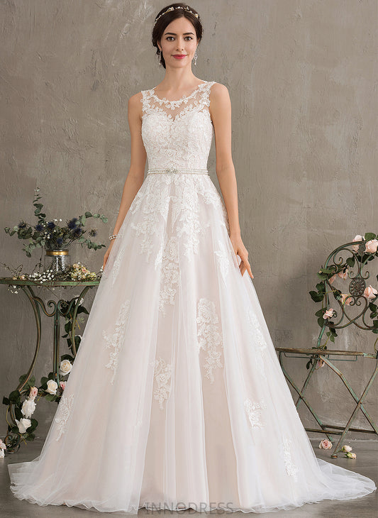 Dress Train Scoop Juliana With Sequins Neck Court Tulle Wedding Dresses Ball-Gown/Princess Wedding Beading Lace