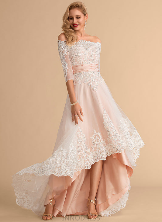 Wedding Dresses Sequins Brooklyn Dress A-Line Satin Wedding Tulle Asymmetrical With Lace