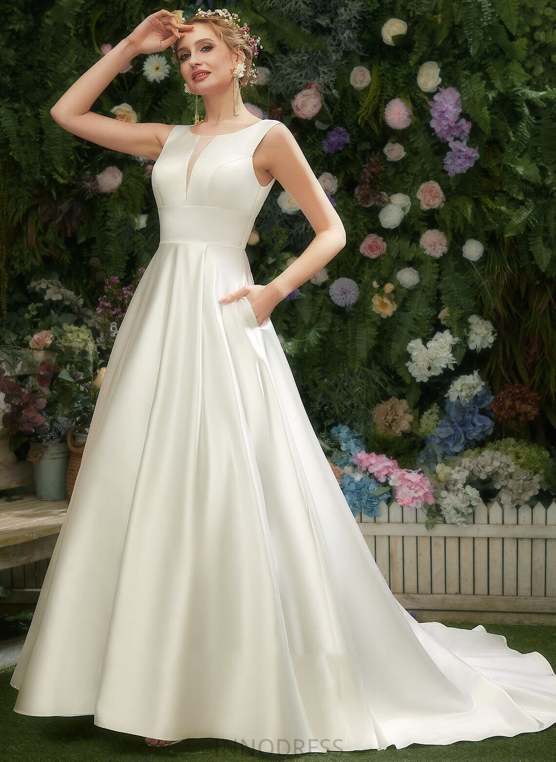 A-Line Wedding Neck Paloma Wedding Dresses Court Scoop Train Dress