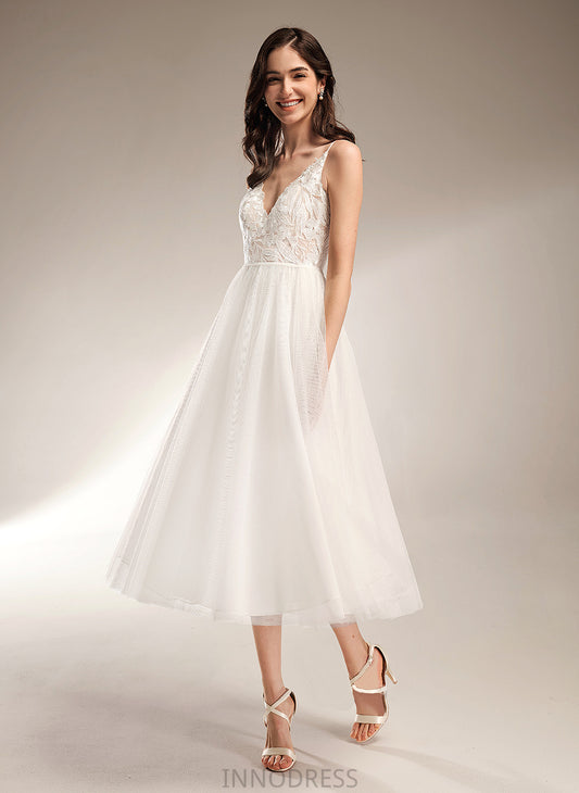 A-Line V-neck Wedding Dresses Wedding Tea-Length Joslyn Dress