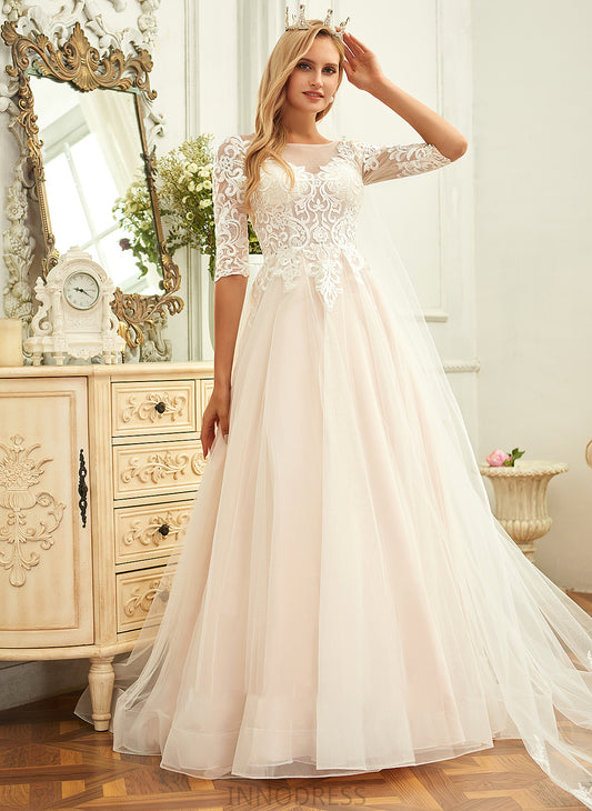 Sweep Dress Lace Wedding Neck Ball-Gown/Princess Train Aliana Tulle Scoop Wedding Dresses