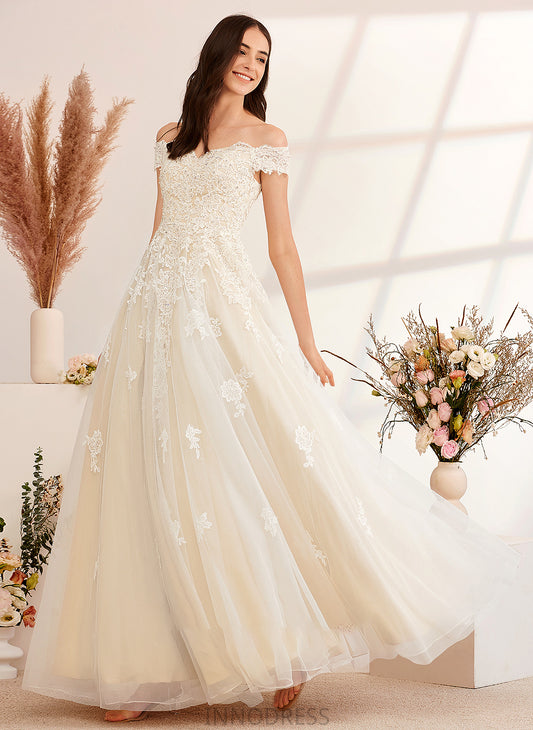 Ball-Gown/Princess Margaret Dress Wedding Dresses Beading Floor-Length With Wedding Off-the-Shoulder Sequins