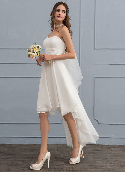 Chiffon A-Line Sweetheart Ruffle Wedding Wedding Dresses Ryan Dress With Asymmetrical