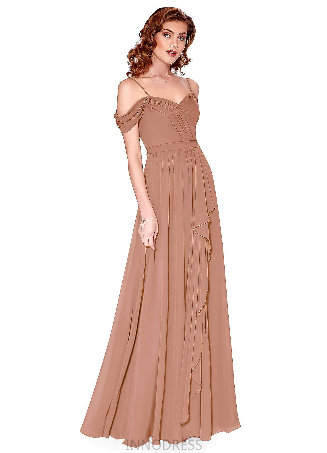 Lilia Sleeveless A-Line/Princess Natural Waist Floor Length V-Neck Bridesmaid Dresses