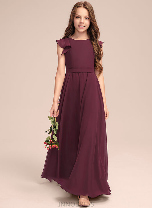 Neck Rory Scoop Floor-Length A-Line Junior Bridesmaid Dresses Chiffon With Ruffles Cascading