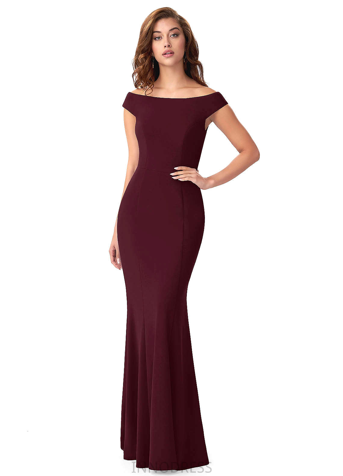 Glenda Floor Length Sleeveless Spaghetti Staps Natural Waist Sheath/Column Bridesmaid Dresses