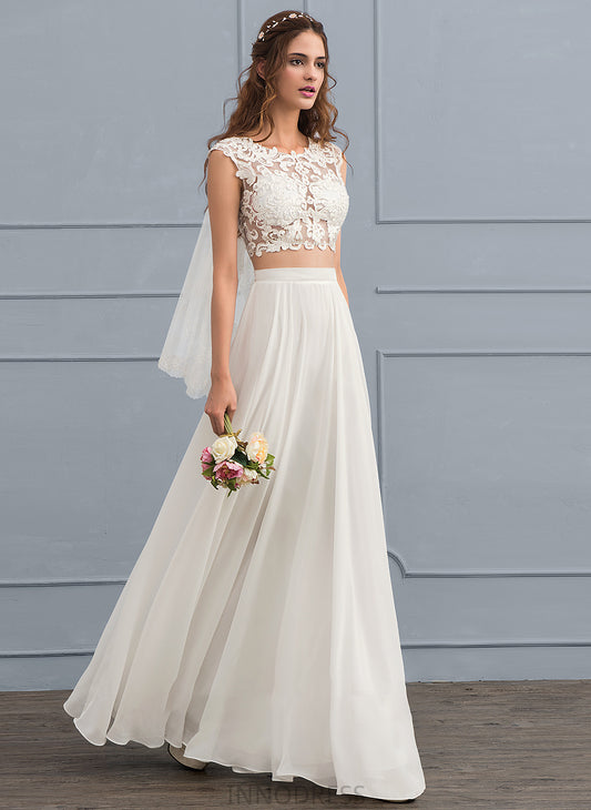 Chiffon A-Line Dress Khloe Floor-Length Neck Sequins Scoop With Wedding Dresses Wedding Beading