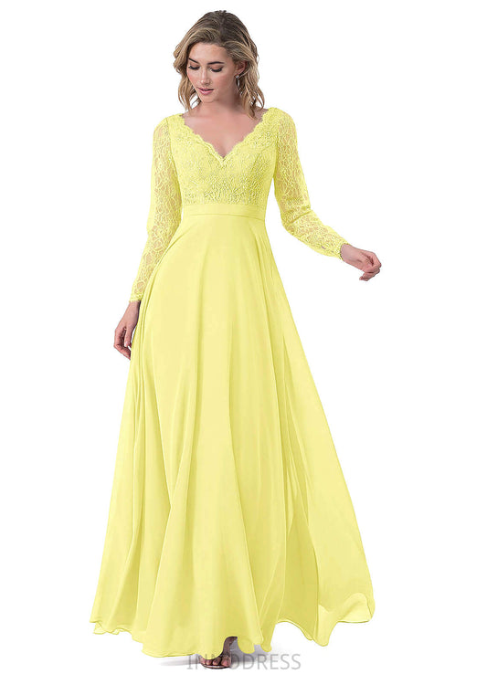 Karly Sleeveless Natural Waist V-Neck A-Line/Princess Floor Length Bridesmaid Dresses