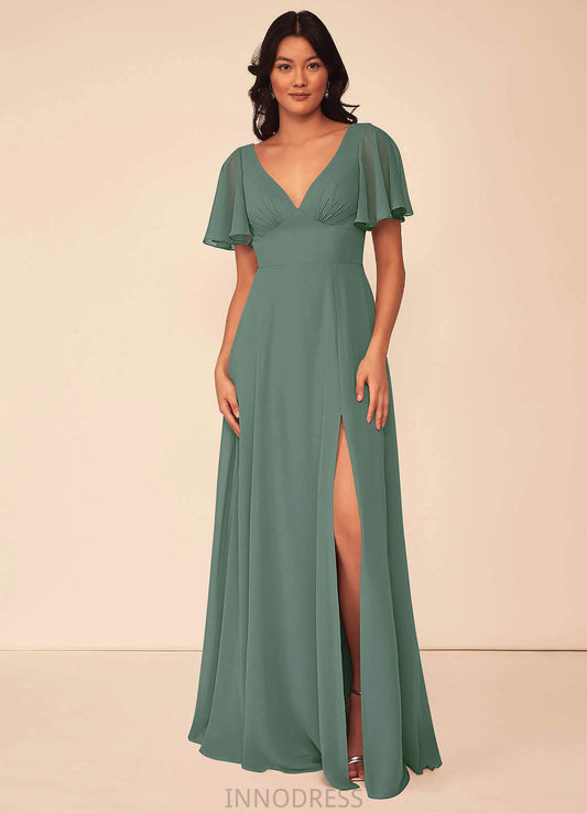 Meredith Spaghetti Staps Sleeveless Natural Waist A-Line/Princess Floor Length Bridesmaid Dresses