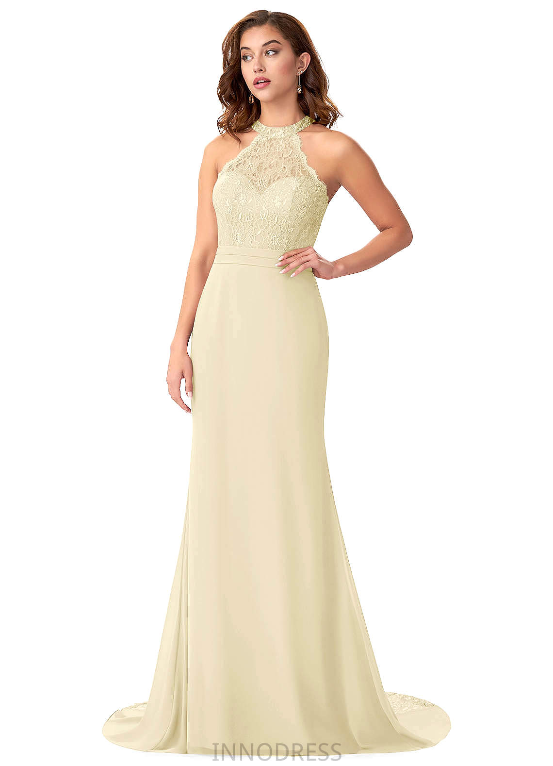 Rhoda Sleeveless Floor Length A-Line/Princess Natural Waist V-Neck Bridesmaid Dresses