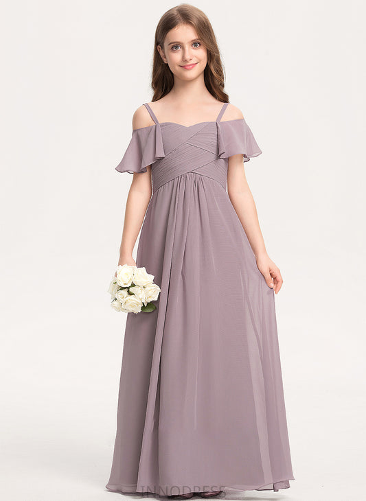 Chiffon Annika Junior Bridesmaid Dresses With Off-the-Shoulder A-Line Floor-Length Ruffle