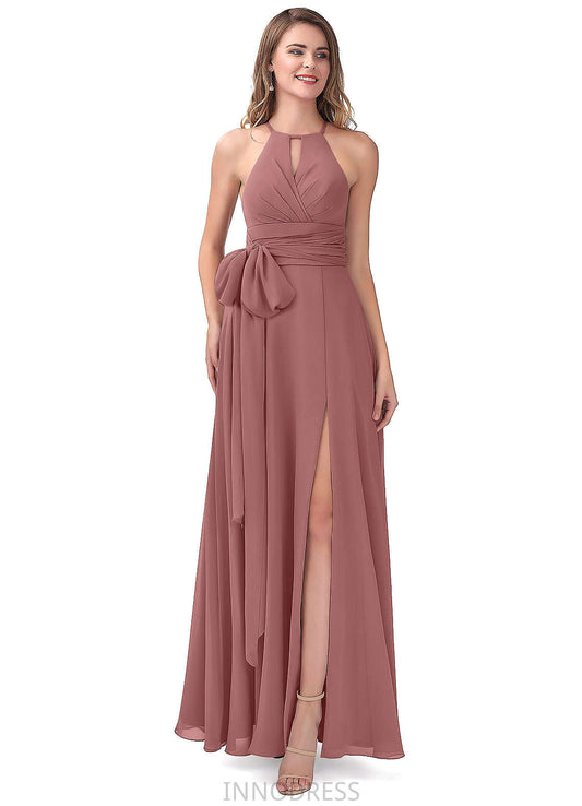 Amya Natural Waist Scoop Sheath/Column Floor Length Spandex Short Sleeves Bridesmaid Dresses