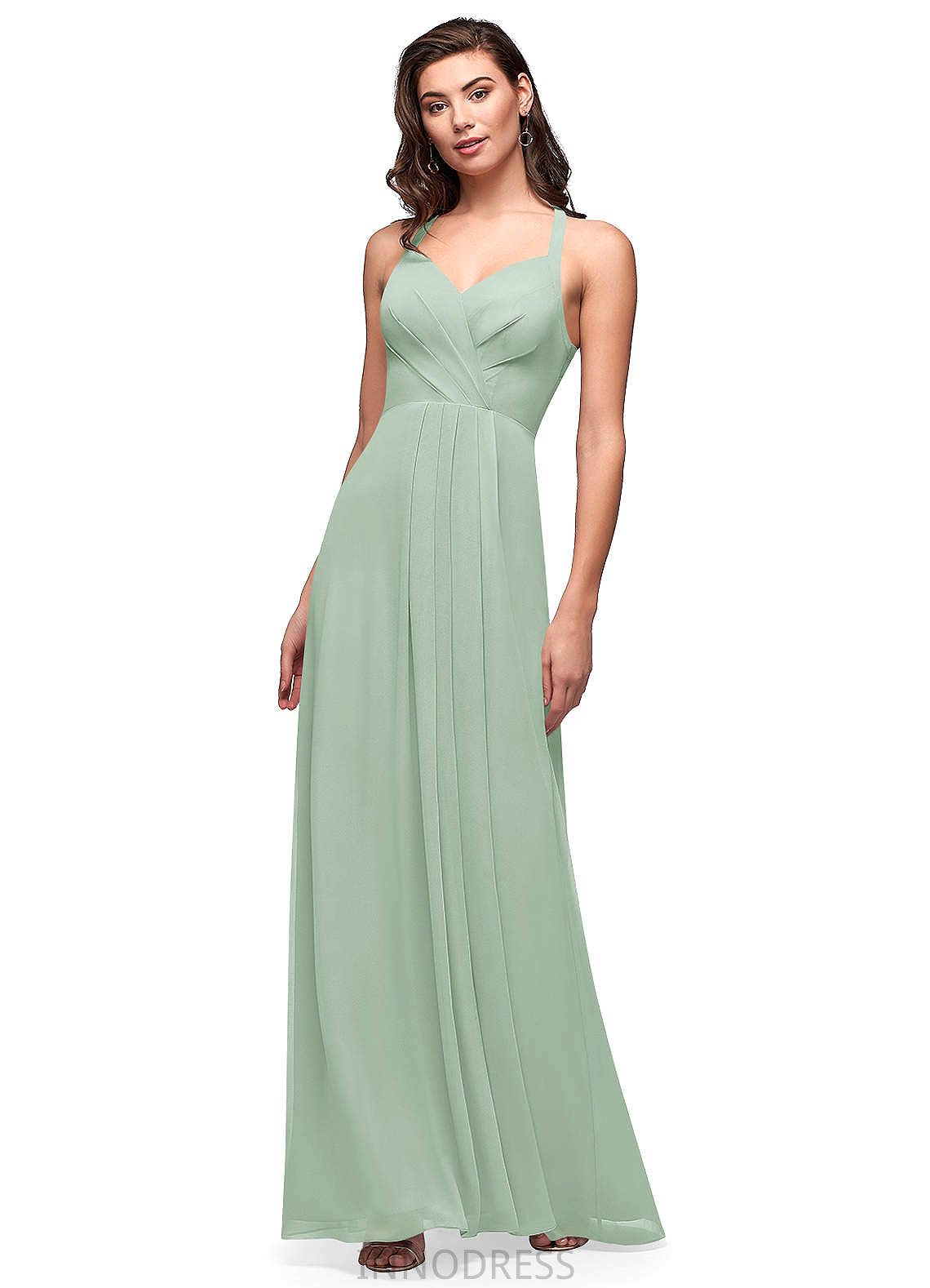 Undine Sleeveless Floor Length V-Neck Natural Waist A-Line/Princess Bridesmaid Dresses