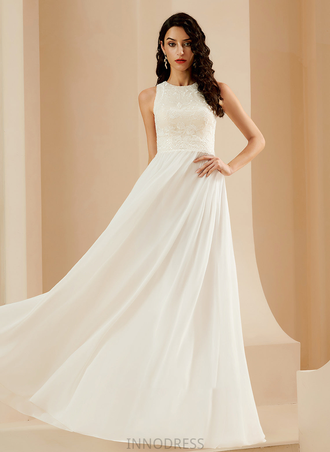 Leslie Train Sweep Lace Wedding With A-Line Sequins Wedding Dresses Dress