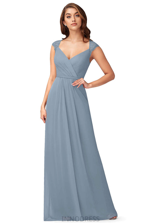 Anahi Spaghetti Staps Sleeveless Floor Length Natural Waist A-Line/Princess Bridesmaid Dresses