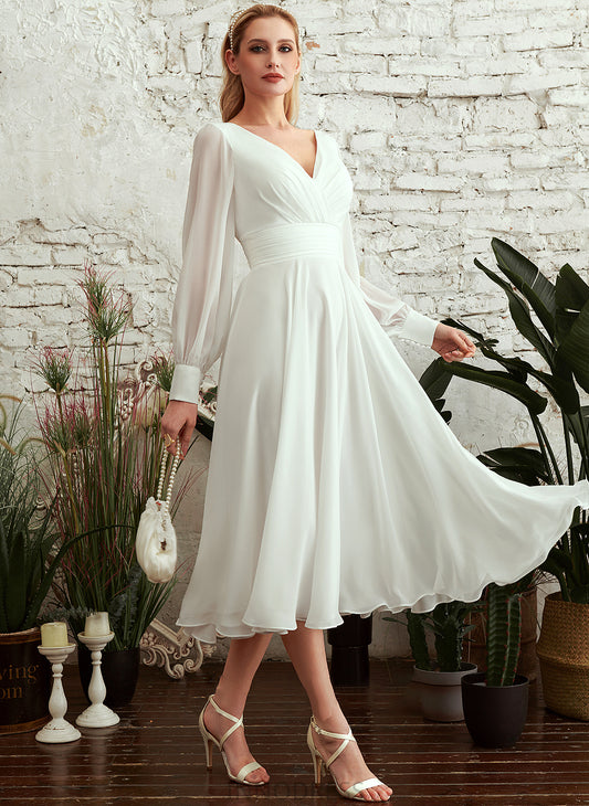 Jaida Wedding Wedding Dresses V-neck Dress A-Line Tea-Length