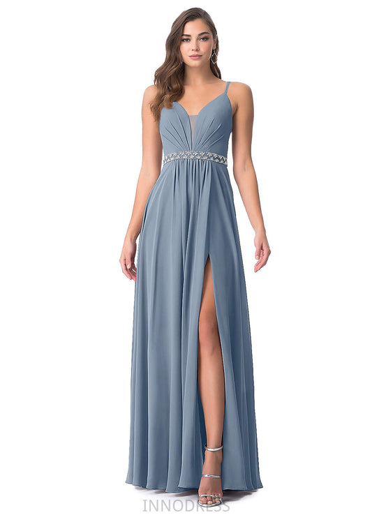 Sarai A-Line/Princess Sleeveless Floor Length Natural Waist Spaghetti Staps Bridesmaid Dresses