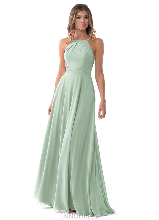 Lillie Natural Waist V-Neck Floor Length A-Line/Princess Sleeveless Bridesmaid Dresses