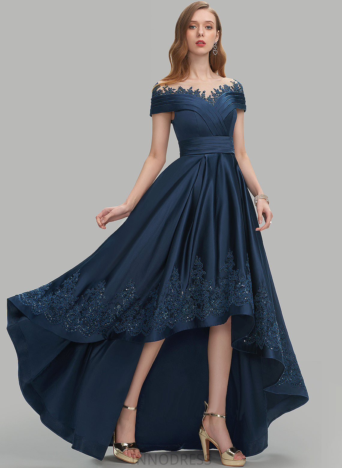 Neck Scoop Satin Prom Dresses Pockets Asymmetrical With Jadyn Sequins Ball-Gown/Princess