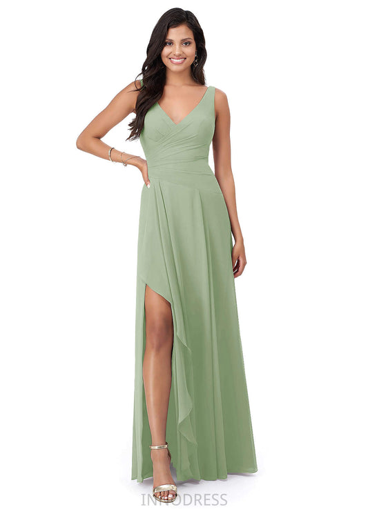 Autumn A-Line/Princess Floor Length Natural Waist Sleeveless V-Neck Bridesmaid Dresses