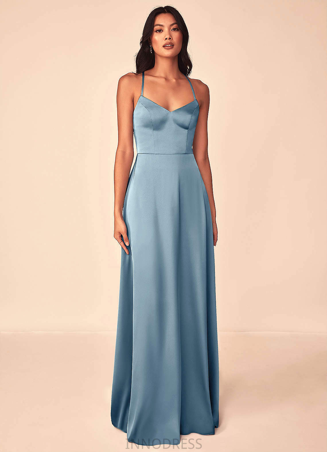 Janey One Shoulder Trumpet/Mermaid Sleeveless Floor Length Natural Waist Bridesmaid Dresses