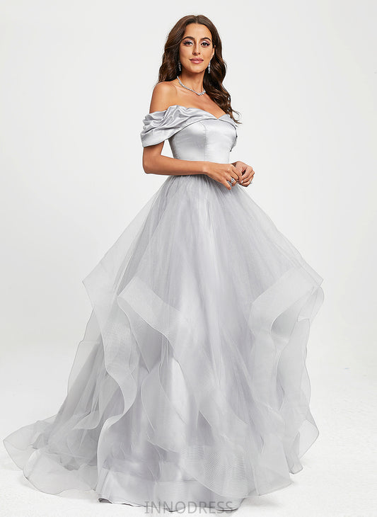 Sweep Xiomara Off-the-Shoulder Train Ball-Gown/Princess Prom Dresses Tulle