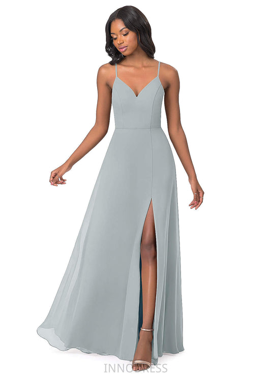 Neveah Spaghetti Staps Sleeveless Natural Waist Floor Length A-Line/Princess Bridesmaid Dresses