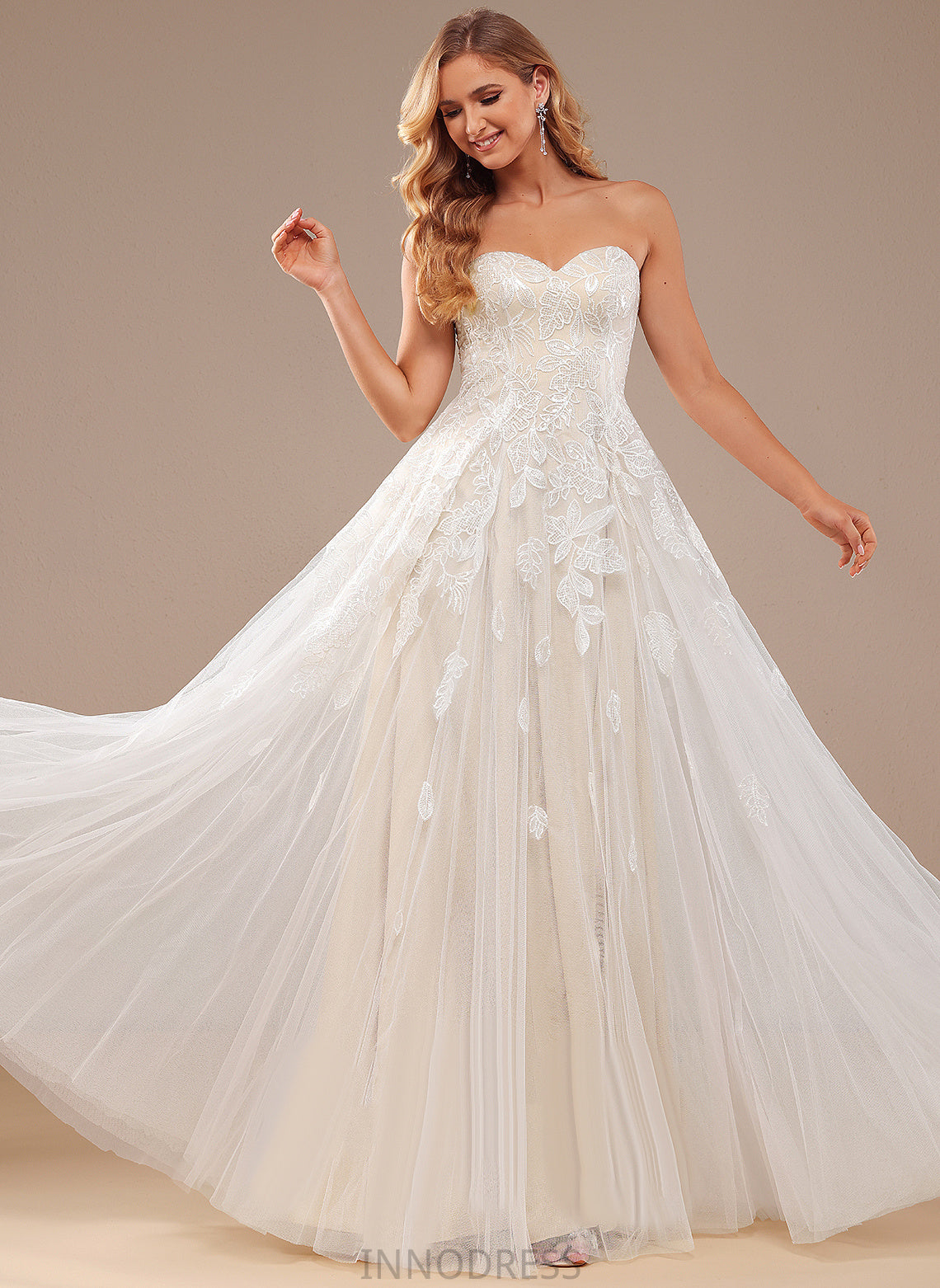 Sweetheart Lace Kenley Dress Floor-Length With Sequins Wedding Dresses Wedding A-Line