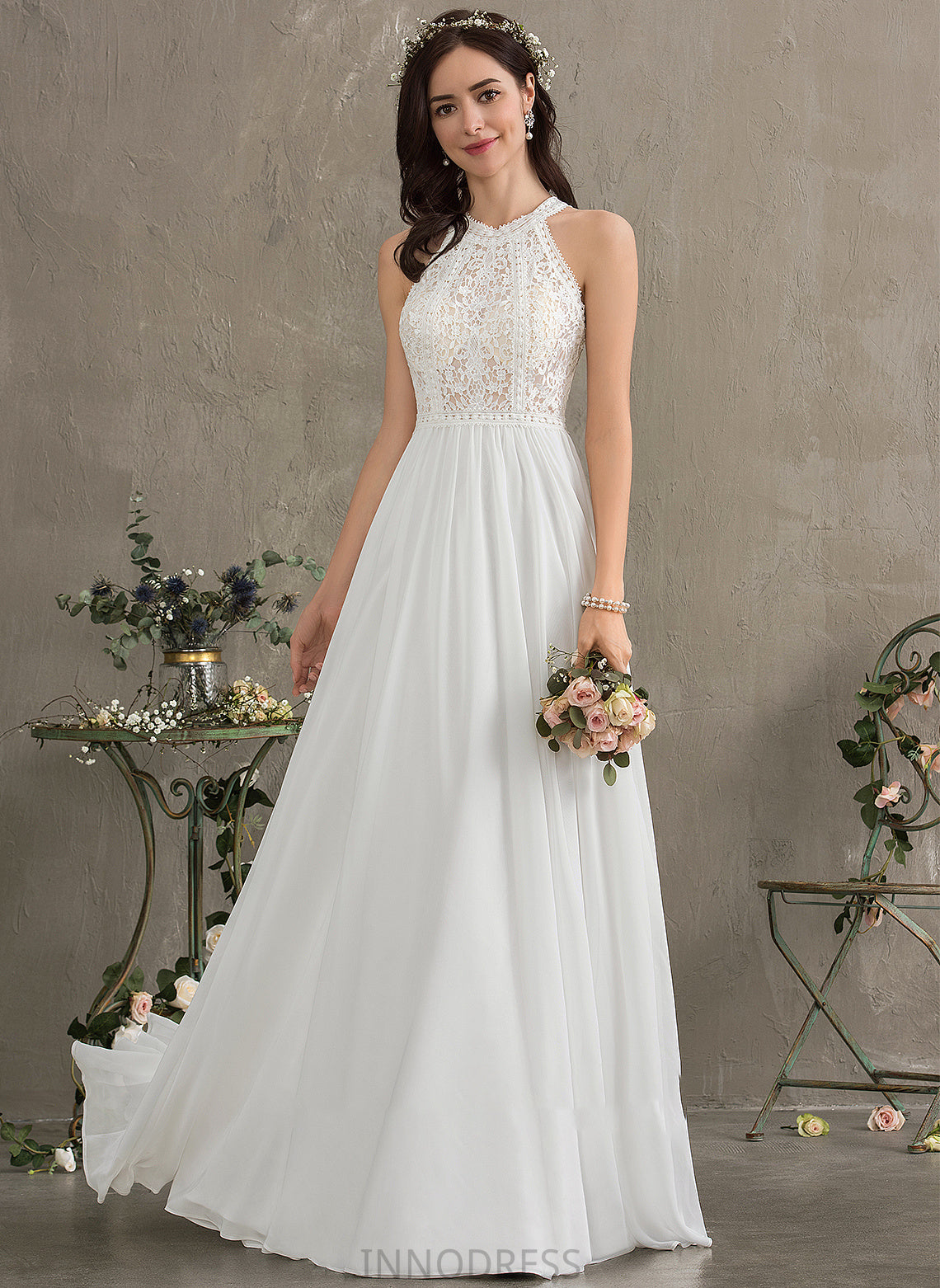 Wedding Dresses Floor-Length Wedding Chiffon Scoop Neck Gemma A-Line Dress