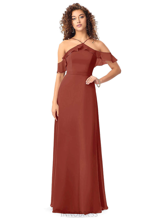 Isabella Floor Length Natural Waist A-Line/Princess Sleeveless Halter Bridesmaid Dresses