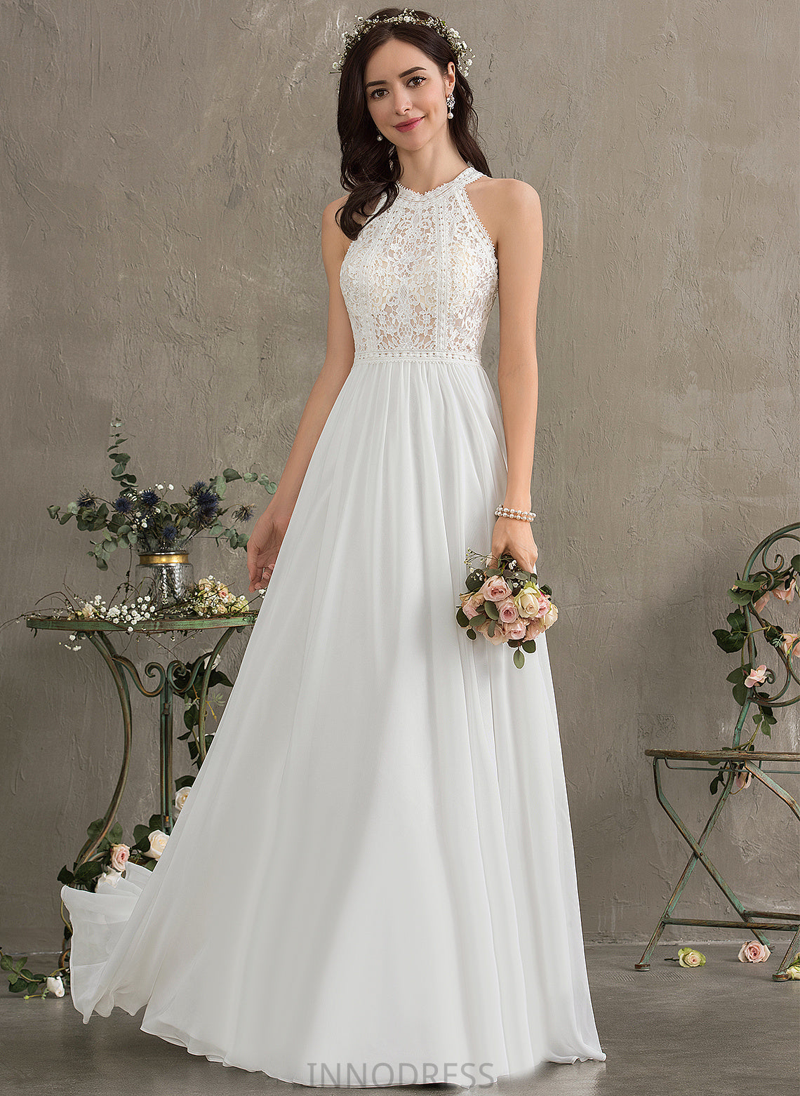 Sofia Dress Lace A-Line Wedding Dresses Wedding Chiffon Floor-Length