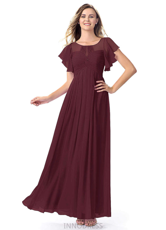 Elsie Sleeveless Spaghetti Staps A-Line/Princess Natural Waist Floor Length Bridesmaid Dresses