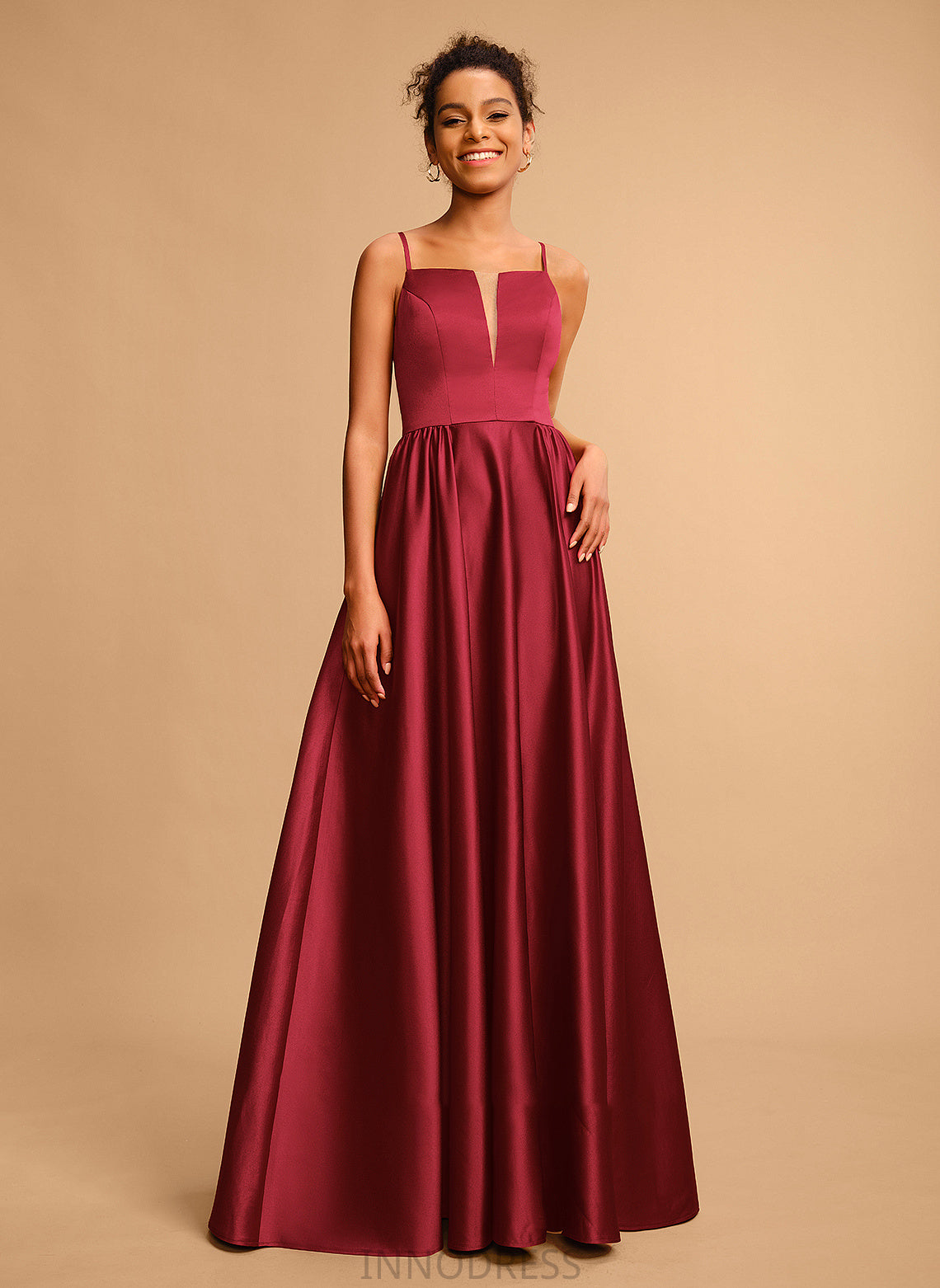 Satin Floor-Length Neckline Prom Dresses Adelaide A-Line Square