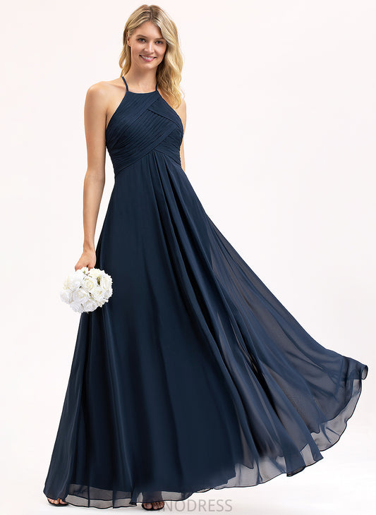 A-Line Neckline Floor-Length Silhouette Length Scoop Pleated Embellishment Fabric Alana Bridesmaid Dresses