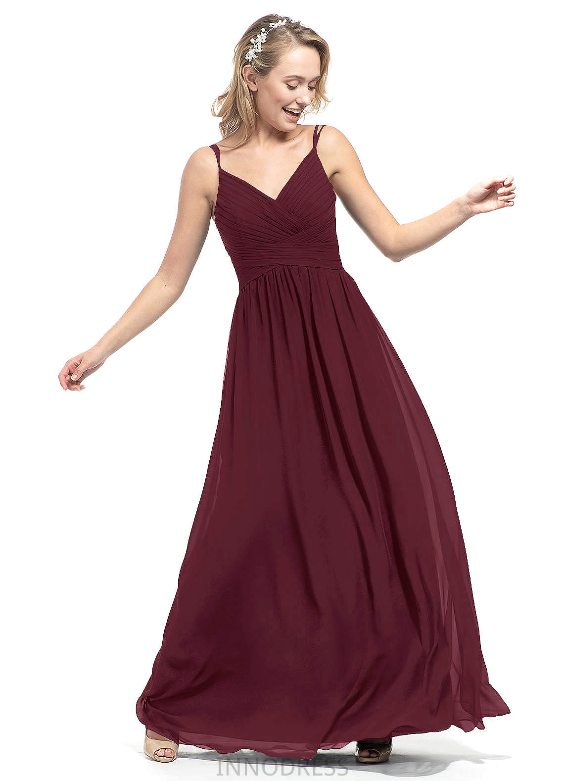 Rihanna Floor Length Sheath/Column Scoop Natural Waist Sleeveless Bridesmaid Dresses