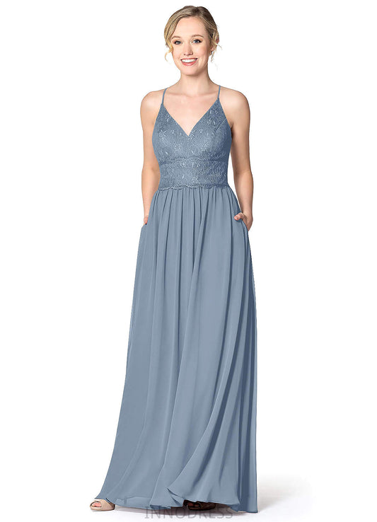 Harriet Sleeveless V-Neck Floor Length Natural Waist A-Line/Princess Bridesmaid Dresses