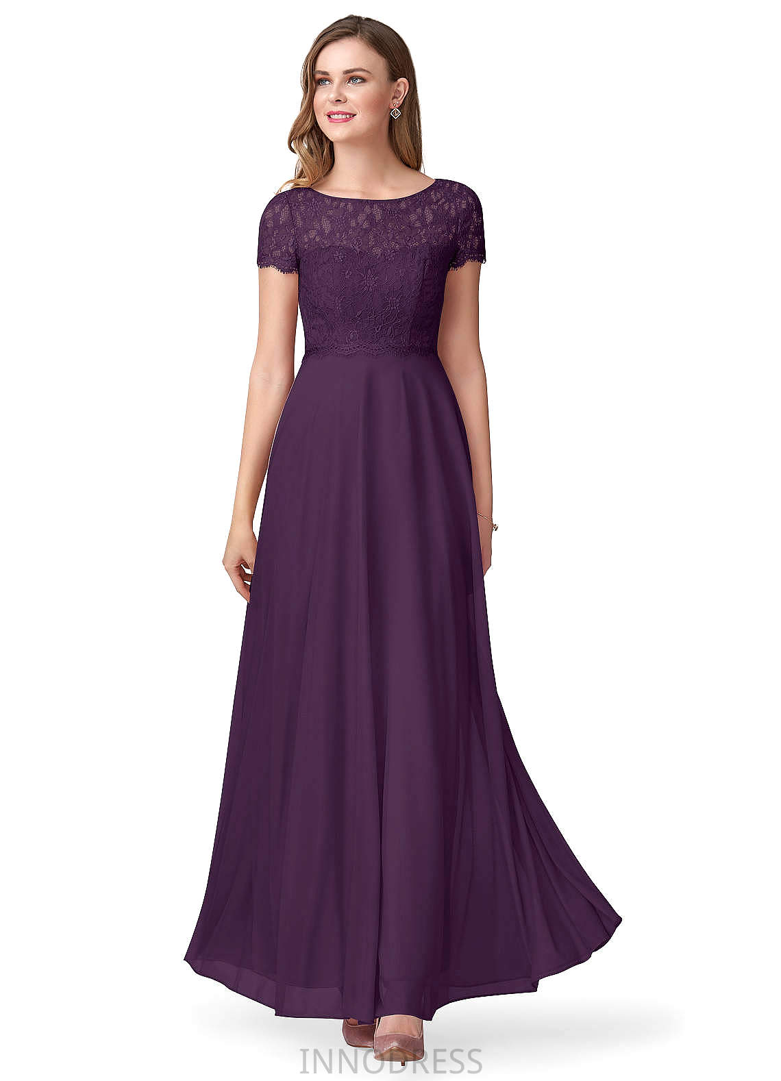 Marlie Satin Sleeveless A-Line/Princess Floor Length Natural Waist V-Neck Bridesmaid Dresses