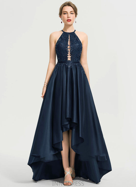 Sequins Satin With Asymmetrical Scoop Neck Prom Dresses A-Line Karina