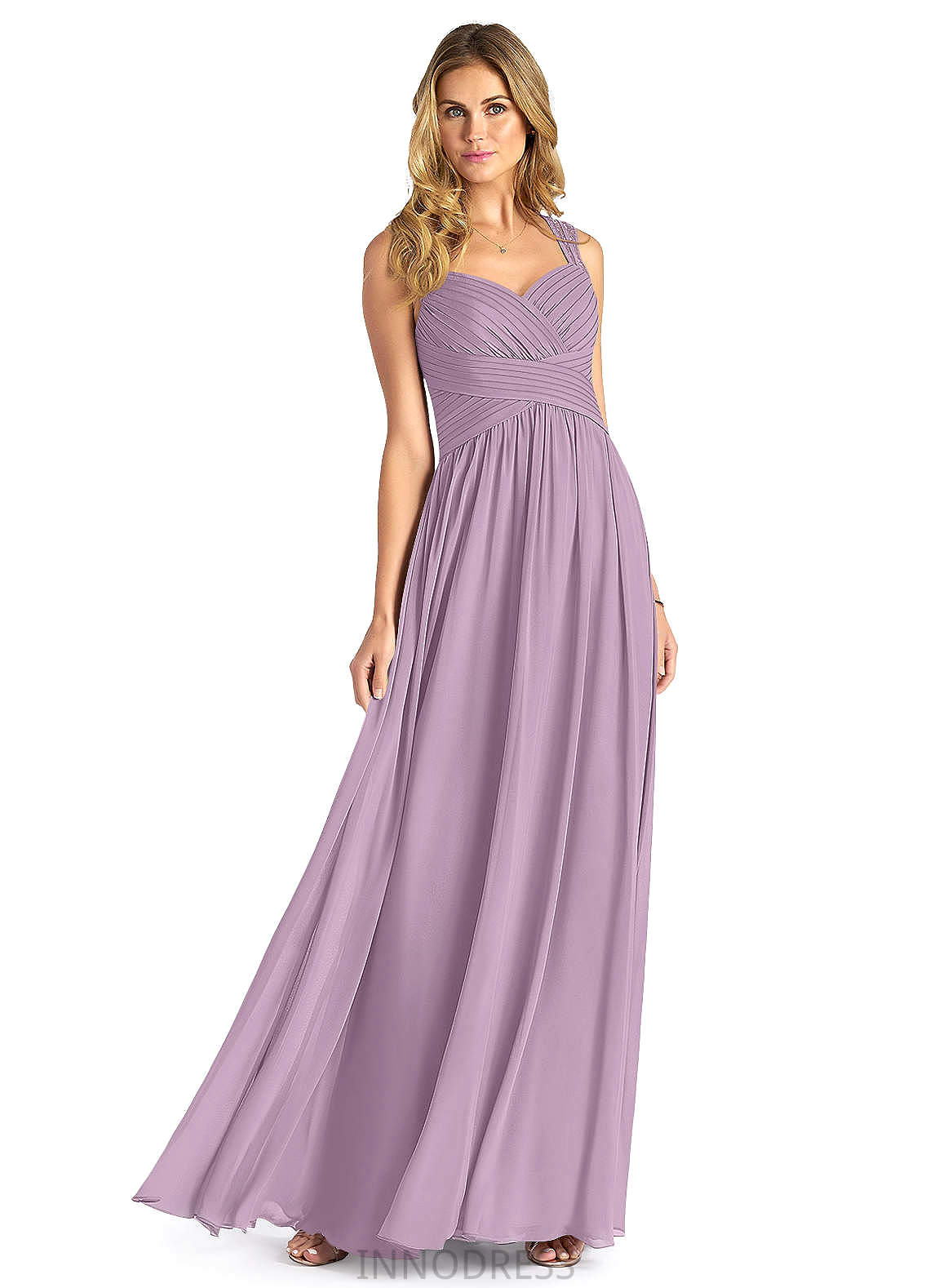 Lauretta Floor Length Natural Waist V-Neck A-Line/Princess Short Sleeves Bridesmaid Dresses