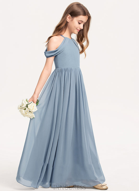 A-Line Scoop Floor-Length With Neck Junior Bridesmaid Dresses Hana Ruffle Chiffon