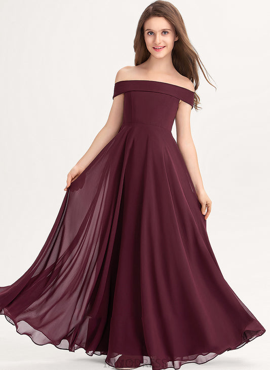 Junior Bridesmaid Dresses Off-the-Shoulder Chiffon Perla A-Line Floor-Length