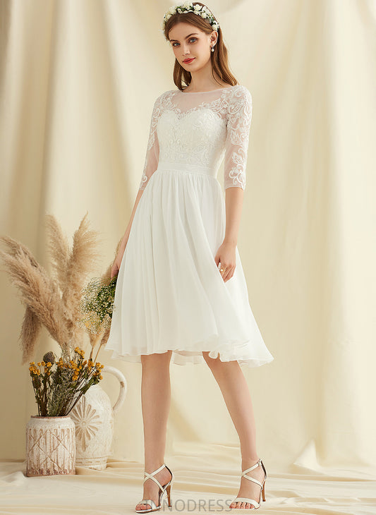 Audrina A-Line Knee-Length Dress Sequins Wedding With Lace Wedding Dresses Chiffon