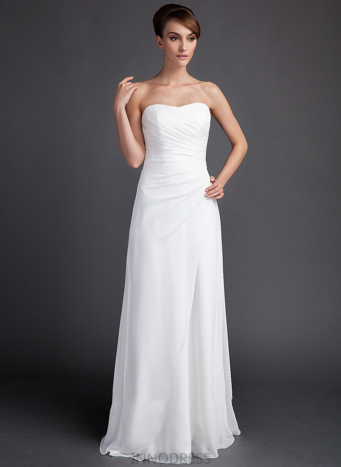 With Sweetheart Sweep Chiffon Dress Harper Wedding Dresses Sheath/Column Ruffle Wedding Train